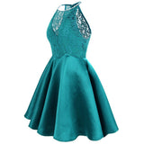 Go On Green Lace Satin Skater Prom Dress - Fashion Genie Boutique