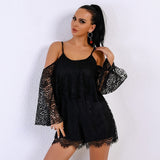 Don't Forget Me Black Lace Frill Playsuit - Fashion Genie Boutique