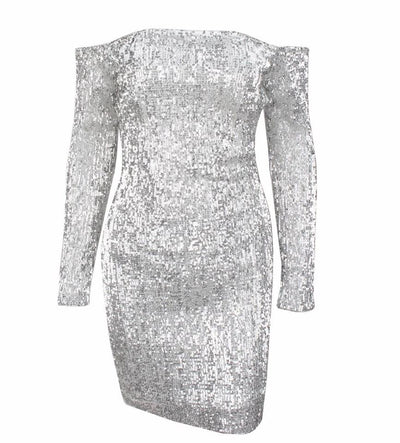 Champagne Sparkles Black Sequin Bardot Mini Dress - Fashion Genie Boutique