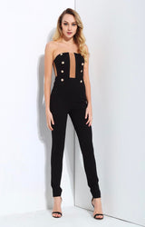 Evening In Rome Black Military Strapless Jumpsuit - Fashion Genie Boutique