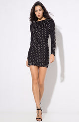 Rock Candy Black Studded Bandage Mini Dress - Fashion Genie Boutique