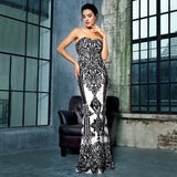 Godiva Black Strapless Sequin Maxi Fishtail Dress - Fashion Genie Boutique