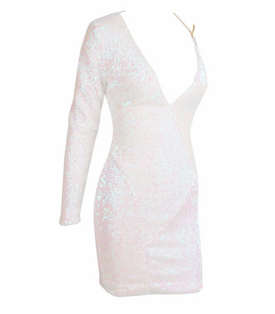 Gal That Glitters Iridescent One Sleeve Sequin Mini Dress - Fashion Genie Boutique