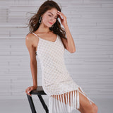 Incomparable White Tassel Mini Dress - Fashion Genie Boutique