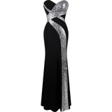 Dazzling Diva Black & Silver Strapless Sequin Maxi Gown Dress - Fashion Genie Boutique