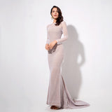 Making Moves White Long Sleeve Glitter Maxi Gown Dress - Fashion Genie Boutique