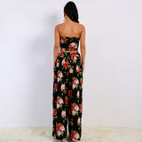 Suko Black Floral Print Crop Top & Trousers Co-Ord - Fashion Genie Boutique