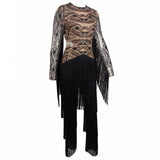 Confessions Black Long Sleeved Tassel Fringed Jumpsuit - Fashion Genie Boutique