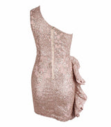 Sweeter Than Sugar Nude Glitter Embellished Frill Mini Dress - Fashion Genie Boutique