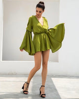Nice N Teasy Green Long Sleeve Floaty Playsuit - Fashion Genie Boutique