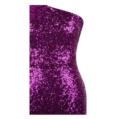 Oh My Posh Pink & Silver Sequin Gradient One Shoulder Maxi Gown Dress - Fashion Genie Boutique