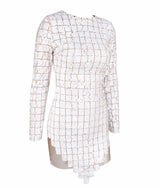 Hayden White Sequin Long Sleeve Sequin Mini Dress - Fashion Genie Boutique