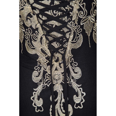 Jenna Black & Gold Embroidered Maxi Gown Dress - Fashion Genie Boutique