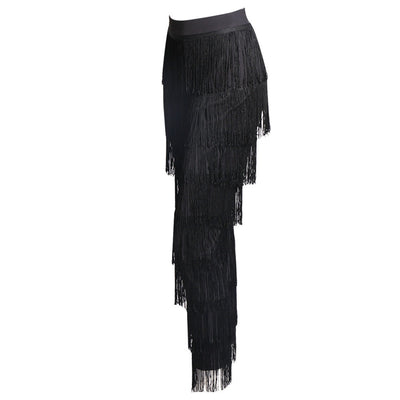 Ava White Fringe High Waisted Trousers - Fashion Genie Boutique
