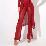 Valerie Red Glitter Knit Trousers - Fashion Genie Boutique