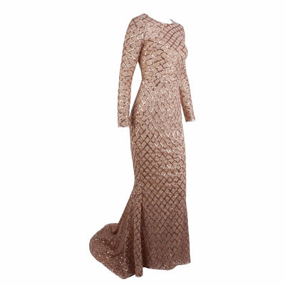 Time And Grace Gold Glitter Embellished Long Sleeve Maxi Dress - Fashion Genie Boutique