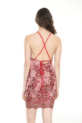 Livin' The Life Red And Gold Sequin Mini Dress - Fashion Genie Boutique