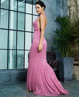 Luxury Night Pink Sequin One Shoulder Maxi Gown Dress - Fashion Genie Boutique