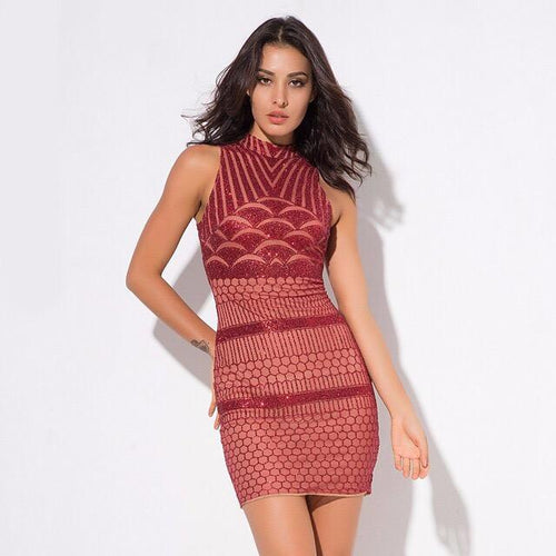 All Dolled Up Red Glitter Embellished Mini Dress - Fashion Genie Boutique