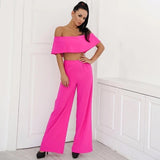 Shopping Spree Pink Bardot Crop Top & Wide Leg Trousers Co-Ord - Fashion Genie Boutique