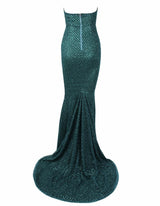 Fell From Heaven Green Glitter Strapless Maxi Dress - Fashion Genie Boutique