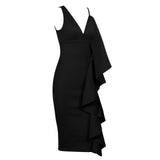 Avery Black Ruffle Midi Dress - Fashion Genie Boutique