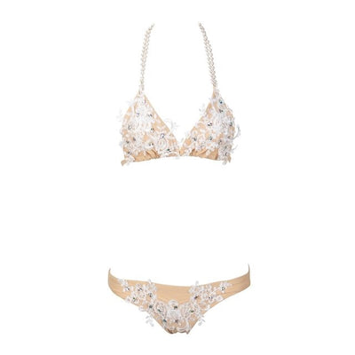 Coco Loco Nude Crochet Crystal Bikini Swimsuit - Fashion Genie Boutique