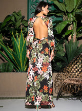 Floral Electric Black Multi Long Sleeve Floral Maxi Dress - Fashion Genie Boutique