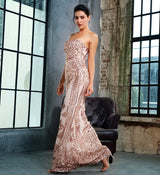 Godiva Gold Strapless Sequin Maxi Fishtail Dress - Fashion Genie Boutique
