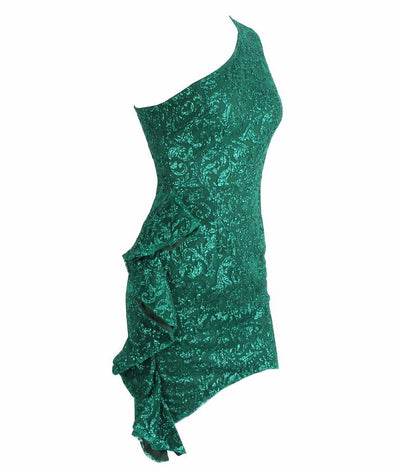 Sweeter Than Sugar Green Glitter Embellished Frill Mini Dress - Fashion Genie Boutique
