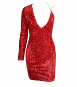 Gal That Glitters Red One Sleeve Sequin Mini Dress - Fashion Genie Boutique
