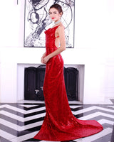 Boulevard Beauty Red Sequin Maxi Gown Party Dress - Fashion Genie Boutique