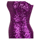 Oh My Posh Pink & Silver Sequin Gradient One Shoulder Maxi Gown Dress - Fashion Genie Boutique