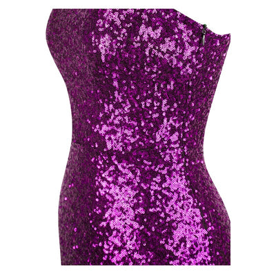 Oh My Posh Pink & Silver Sequin Gradient One Shoulder Maxi Gown Dress - Fashion Genie Boutique