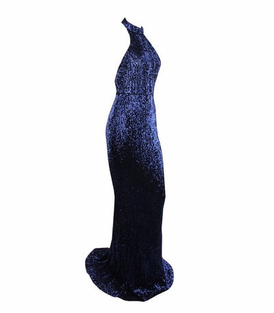 Spotlight Statement Navy Sequin Fishtail Maxi Dress - Fashion Genie Boutique