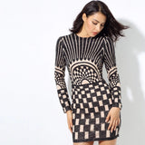 Harlie Black & Nude Glitter Long Sleeve Mini Dress - Fashion Genie Boutique