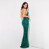 Spotlight Statement Green Sequin Fishtail Maxi Dress - Fashion Genie Boutique
