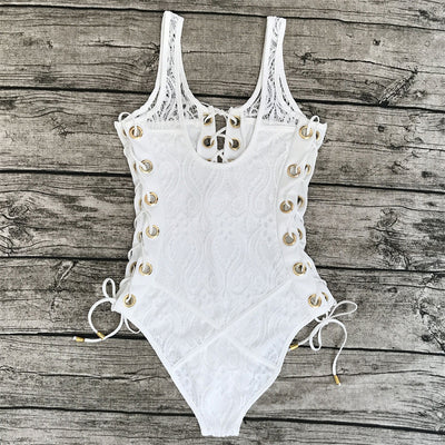 Treasure Island Black Lace Up Swimsuit - Fashion Genie Boutique