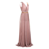 Grecian Goddess Blush Pink Belted Maxi Split Dress - Fashion Genie Boutique