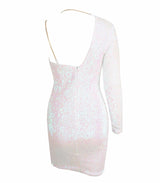 Gal That Glitters Iridescent One Sleeve Sequin Mini Dress - Fashion Genie Boutique
