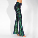 Ibiza Party Green Iridescent Sequin High Waisted Bootcut Trousers - Fashion Genie Boutique