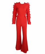 Vogueing Red Frill Sleeve Jumpsuit - Fashion Genie Boutique