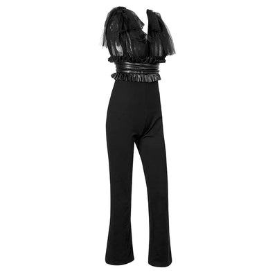 Love Spell Black Mesh Strap Jumpsuit - Fashion Genie Boutique