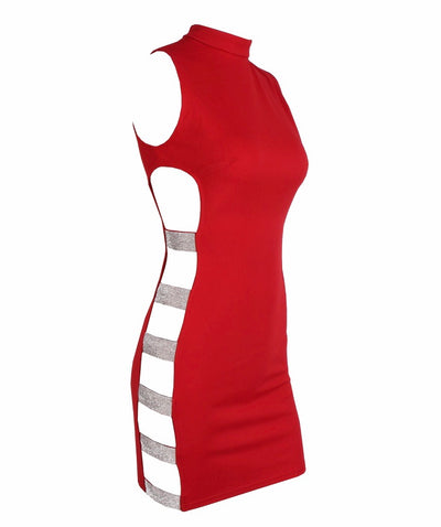 Cut it Out Blue Embellished Cut Out Mini Dress - Fashion Genie Boutique