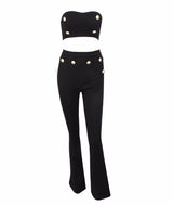Hot Totty White Crop Top and Trousers Co-Ord - Fashion Genie Boutique