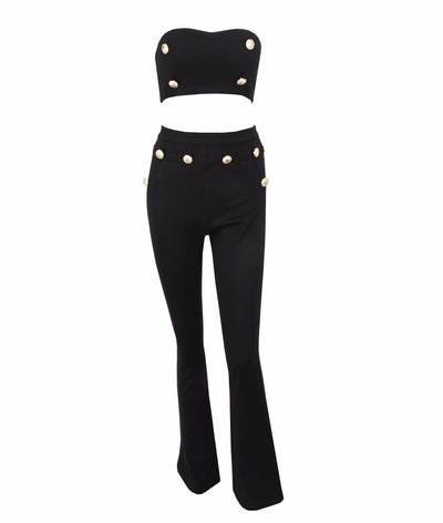 Hot Totty White Crop Top and Trousers Co-Ord - Fashion Genie Boutique