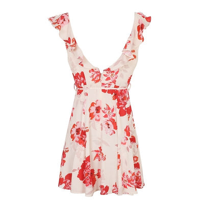 Catching Glances Nude Floral Mini Dress - Fashion Genie Boutique
