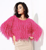 Heart Throb Hot Pink Fluffy Fringe Jumper - Fashion Genie Boutique