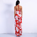 Fashion Crowd Red Multi Floral Jumpsuit - Fashion Genie Boutique