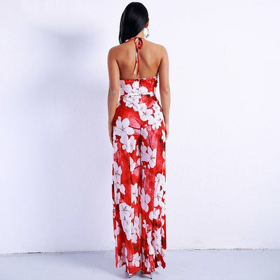 Fashion Crowd Red Multi Floral Jumpsuit - Fashion Genie Boutique